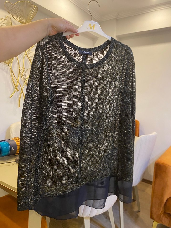 Siyah Örgü Triko Uzun Kollu Bluz - Görsel 2