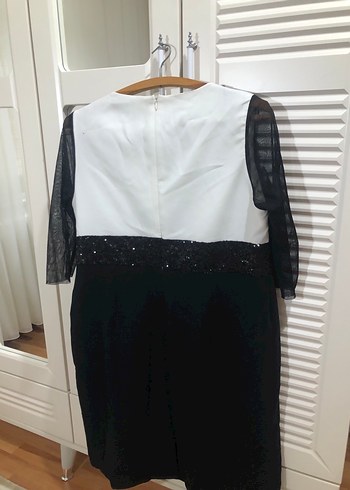 Dantel Detaylı Siyah Midi Abiye Elbise - Görsel 6