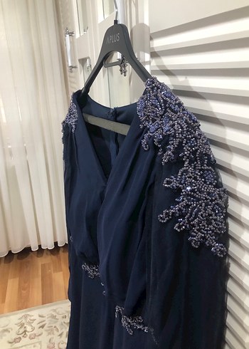 CENGİZ AKTÜRK LACİVERT İŞLEMELİ ABİYE - Görsel 6