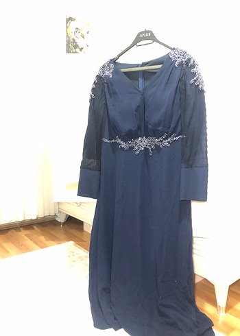 CENGİZ AKTÜRK LACİVERT İŞLEMELİ ABİYE - Görsel 3