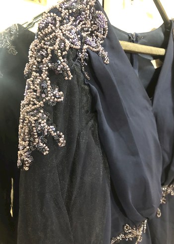 CENGİZ AKTÜRK LACİVERT İŞLEMELİ ABİYE - Görsel 4