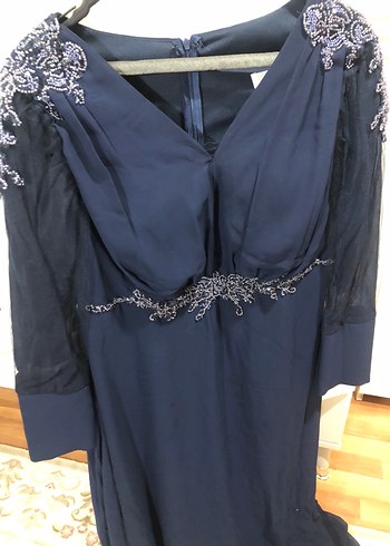 CENGİZ AKTÜRK LACİVERT İŞLEMELİ ABİYE - Görsel 2