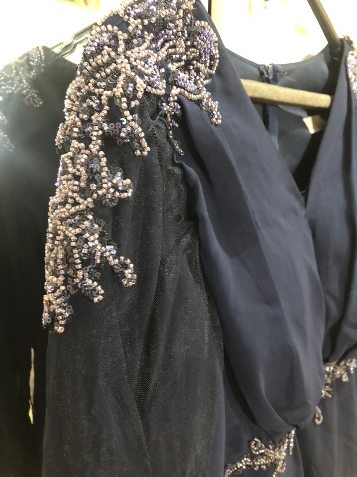 CENGİZ AKTÜRK LACİVERT İŞLEMELİ ABİYE - Görsel 4