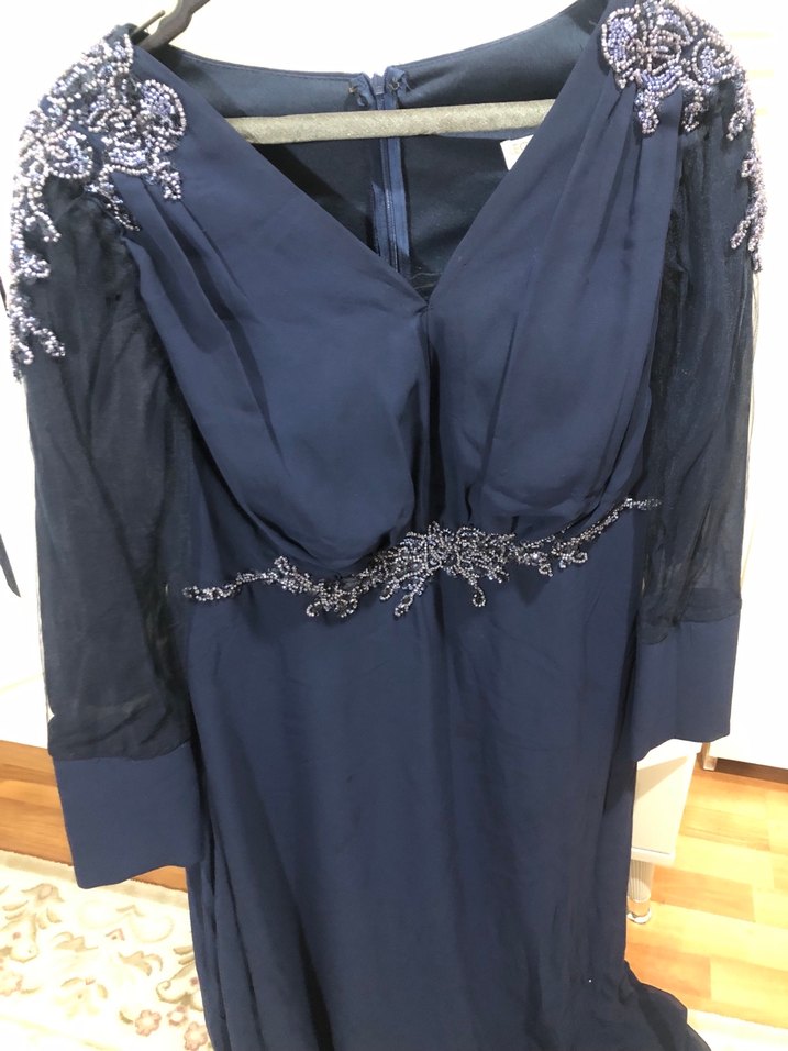 CENGİZ AKTÜRK LACİVERT İŞLEMELİ ABİYE - Görsel 2