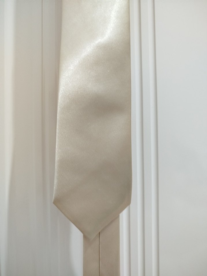 Bej Parlak Erkek Kravat - Görsel 2