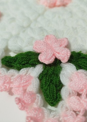 Pembe Çiçekli El Örgüsü Dekoratif İki Parça Set - Görsel 2