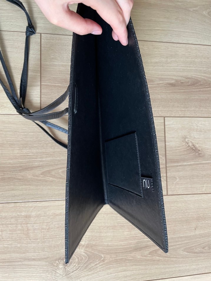 Siyah Krokodil Yılan Desenli Fermuarlı Kadın Portföy Çanta - Görsel 3