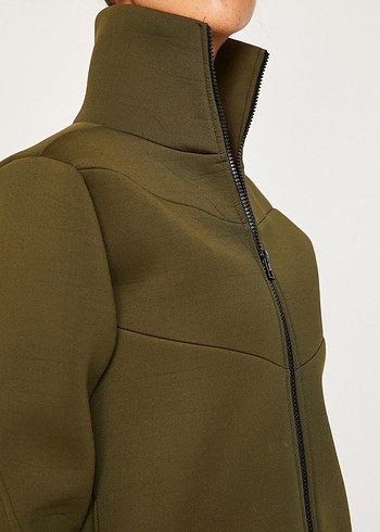 Püsküllü Nakışlı Haki Kadın Mont - Görsel 4