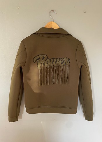 Püsküllü Nakışlı Haki Kadın Mont - Görsel 6