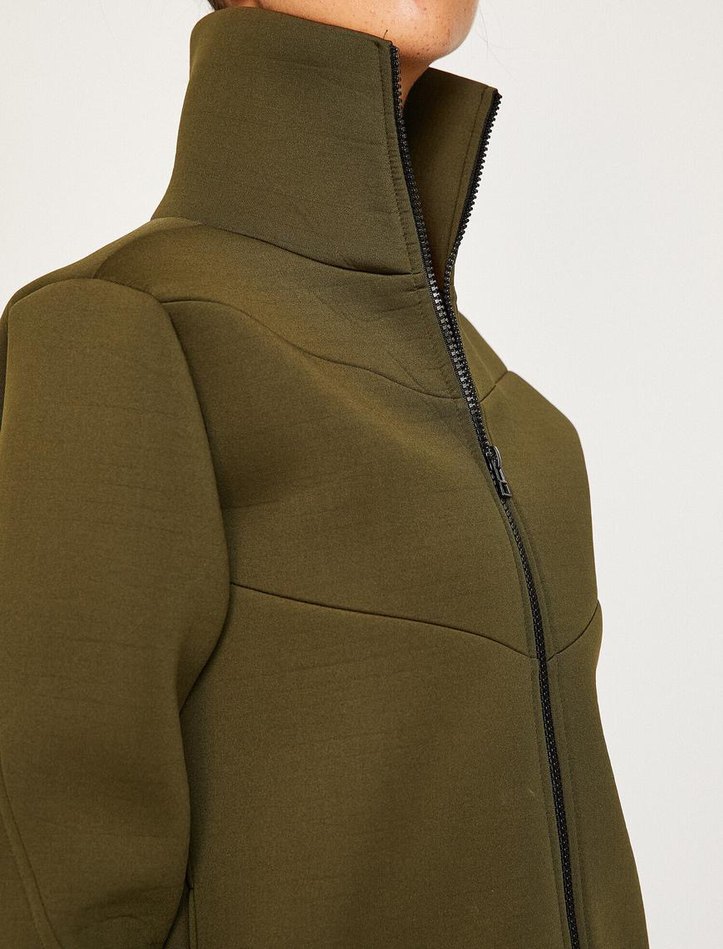 Püsküllü Nakışlı Haki Kadın Mont - Görsel 4