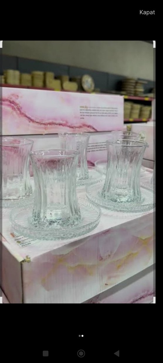 Bej Altlıklı 6'lı İnce Cam Çay Seti - Görsel 2