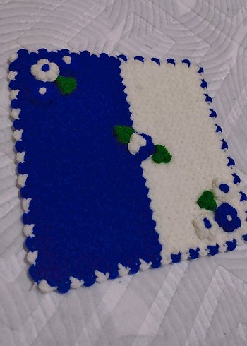 El Örgüsü Mavi Beyaz Çiçekli çeyizlik set - Görsel 3