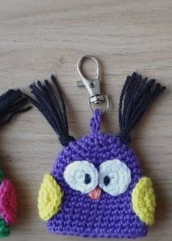 Renkli Örgü Baykuş Anahtarlık - Görsel 2