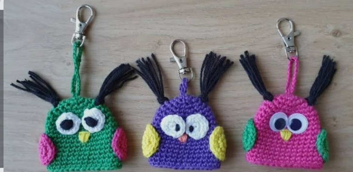 Renkli Örgü Baykuş Anahtarlık - Görsel 2