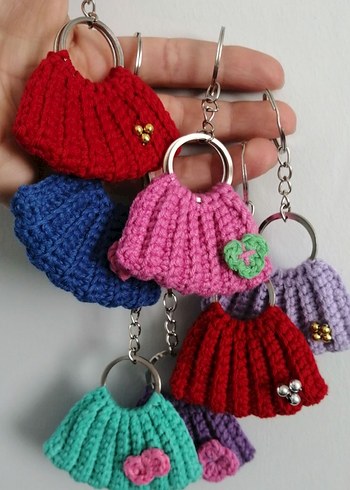 Renkli Örgü Bohem Anahtarlık - Görsel 2