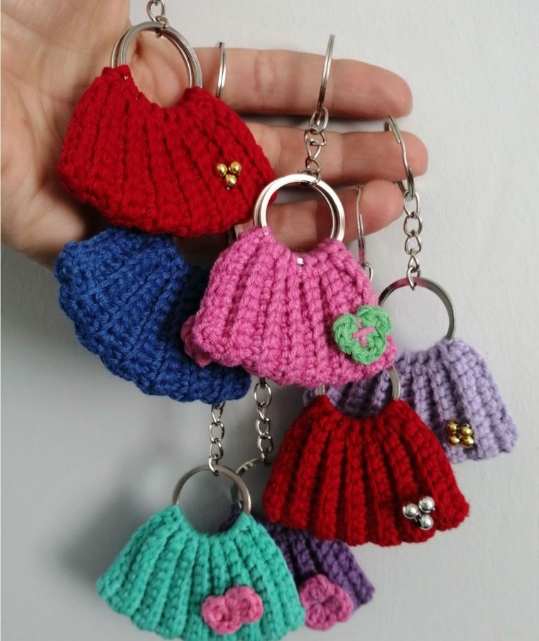 Renkli Örgü Bohem Anahtarlık - Görsel 2