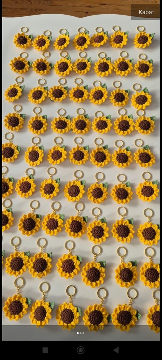 Renkli Boncuklu Bohem Ayçiçeği Anahtarlık - Görsel 2