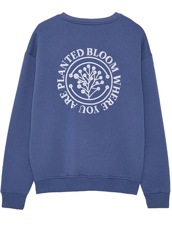 Mavi Oversize Ünisex Sweatshirt - Görsel 2