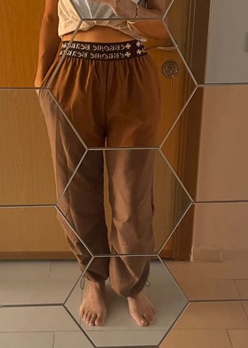 Kadın Kahverengi Midi Bol Kesim Kumaş Pantolon