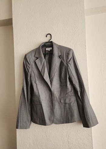 Gri Düğmeli Kadın Kumaş Blazer