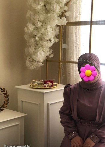 Uzun Mor Kadın Elbise, Etnik Desenli