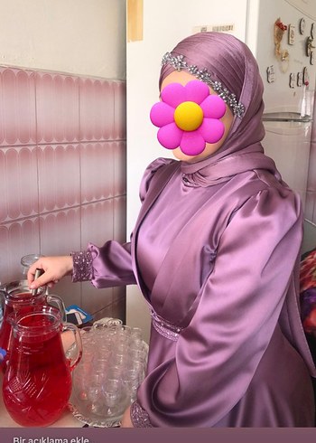 Uzun Mor Kadın Elbise, Etnik Desenli
