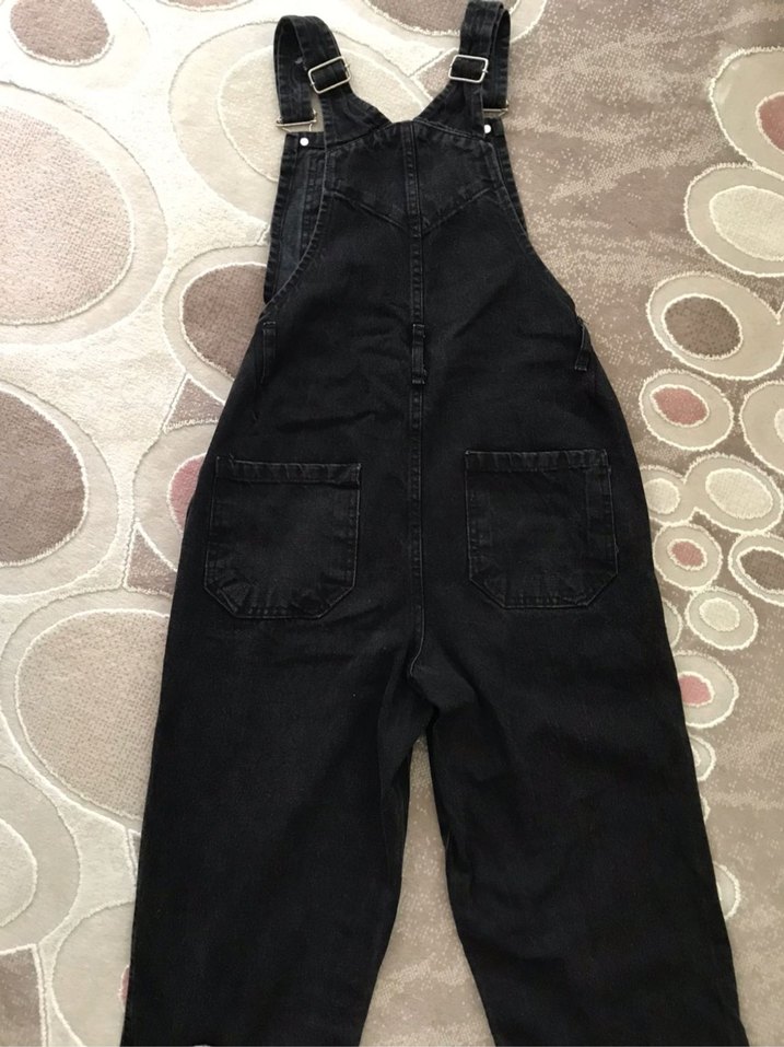 Kadın Siyah Pamuklu Salopet - Görsel 3