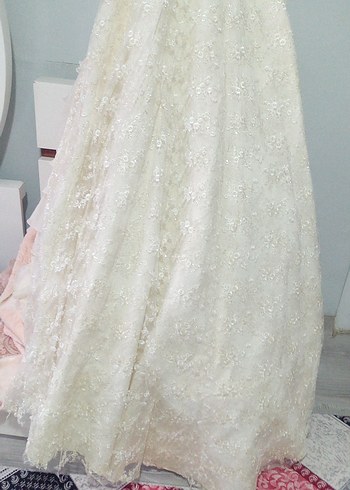 Beyaz Straplez Vintage Prenses Gelinlik - Görsel 5