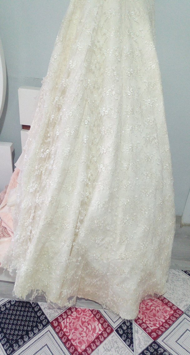 Beyaz Straplez Vintage Prenses Gelinlik - Görsel 5