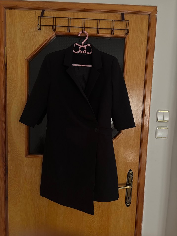 Trendyol Düğmeli Siyah Kadın Ceket elbise - Görsel 3