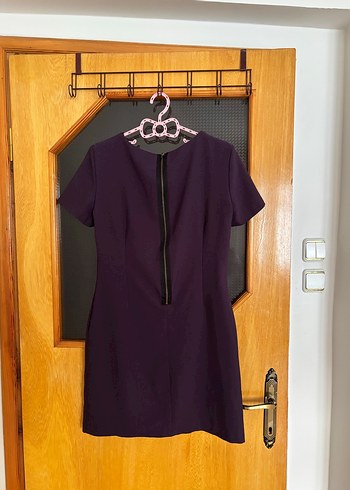 Kısa Kollu mor Midi Elbise large beden - Görsel 3