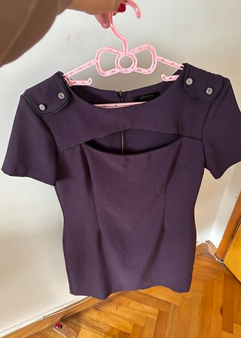 Kısa Kollu mor Midi Elbise large beden - Görsel 4