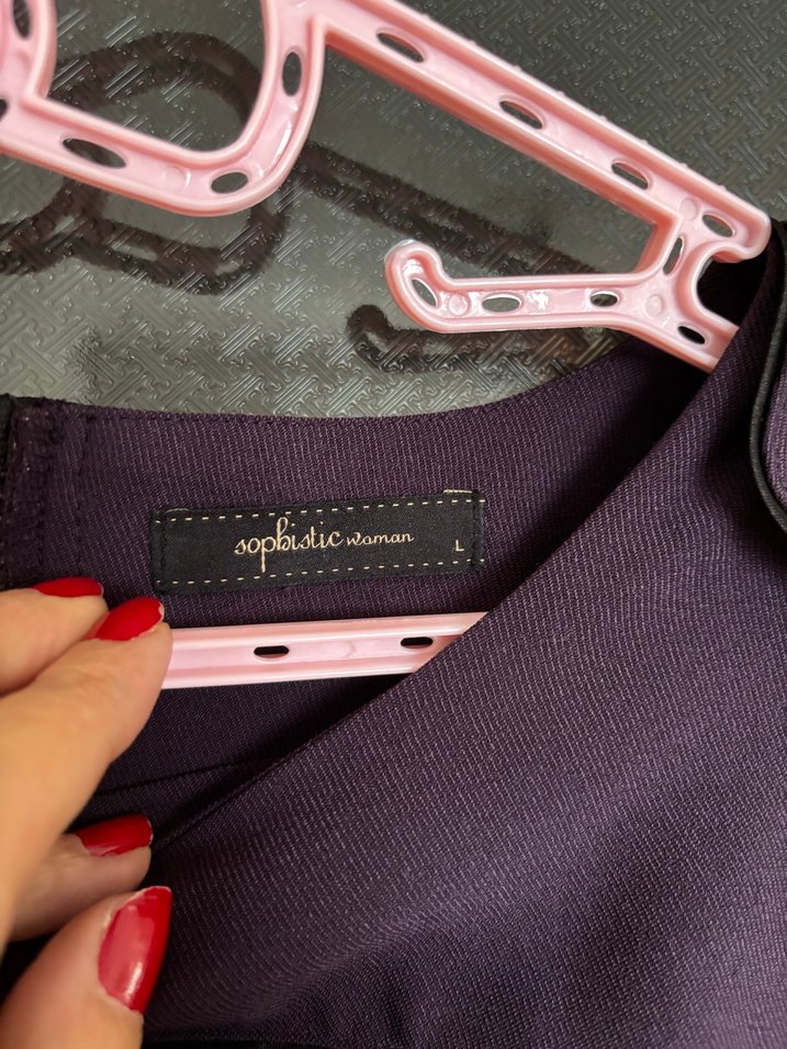 Kısa Kollu mor Midi Elbise large beden - Görsel 2