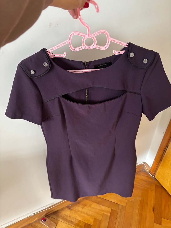 Kısa Kollu mor Midi Elbise large beden - Görsel 4