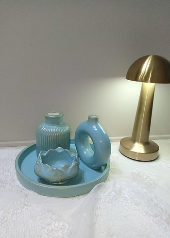 Mavi Seramik Dekoratif mümkün ve vazo 4'lü set - Görsel 3