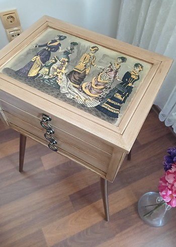 Ben renkli ahşap boyama eskitme çok amaçlı sehpa - Görsel 6