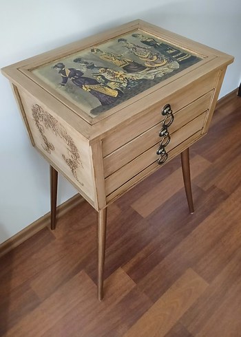 Ben renkli ahşap boyama eskitme çok amaçlı sehpa - Görsel 3