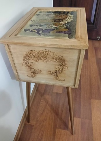 Ben renkli ahşap boyama eskitme çok amaçlı sehpa - Görsel 2