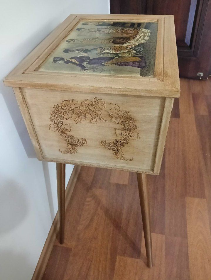 Ben renkli ahşap boyama eskitme çok amaçlı sehpa - Görsel 2