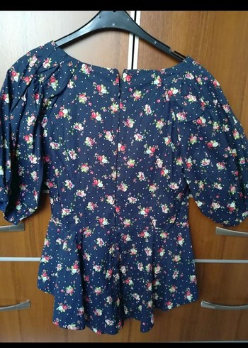 Diğer Kısa Kollu Çiçek Desenli Vintage Bluz