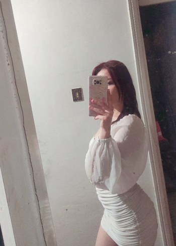 Beyaz Mini Elbise - Görsel 2