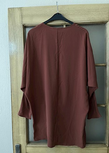 Kadın Kahverengi Uzun Kollu Midi Tunik - Görsel 2