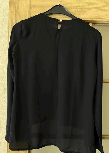 Yesim Ozcan Siyah astarsız şifon Bluz - Görsel 2