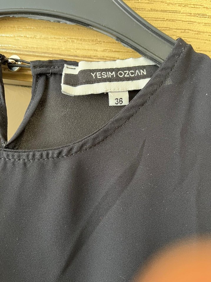 Yesim Ozcan Siyah astarsız şifon Bluz - Görsel 3