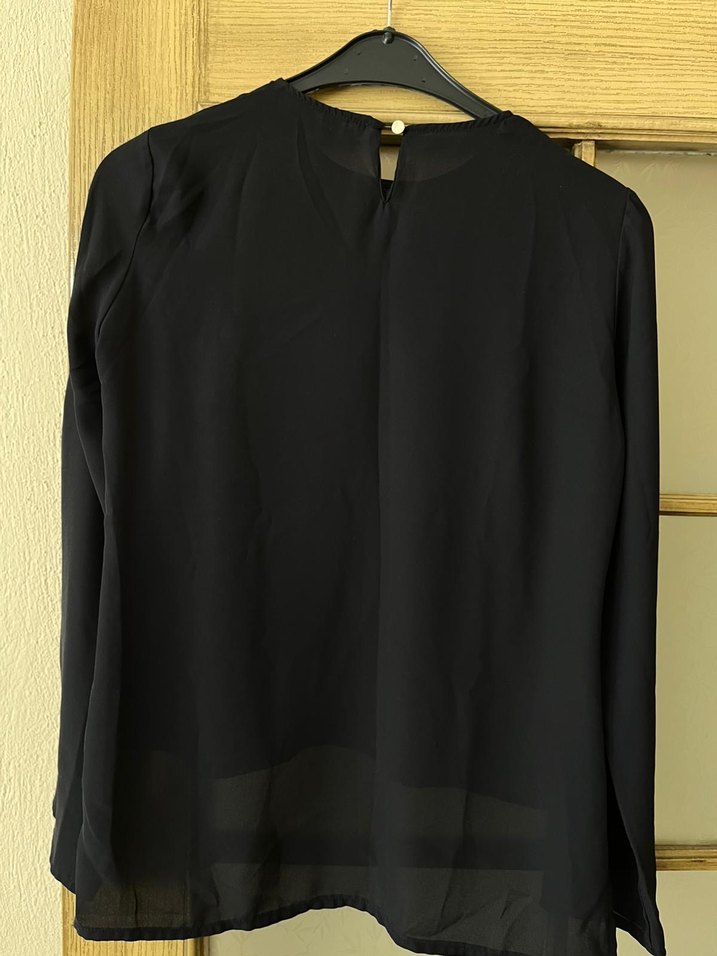 Yesim Ozcan Siyah astarsız şifon Bluz - Görsel 2