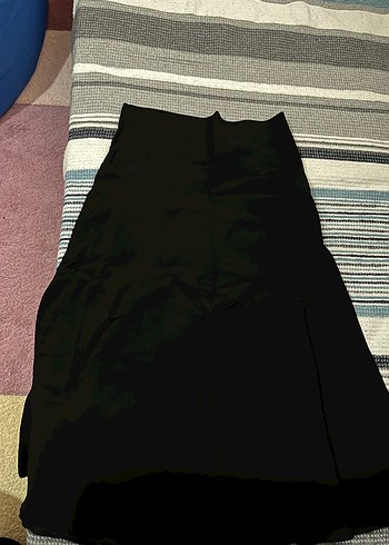 Zara Siyah Midi Kumaş Kadın etek - Görsel 3