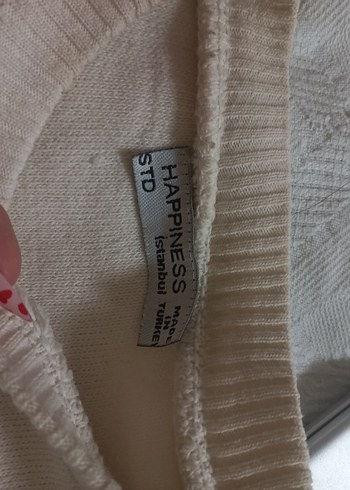 Çizgili Bej Kadın Triko Kazak - Görsel 2