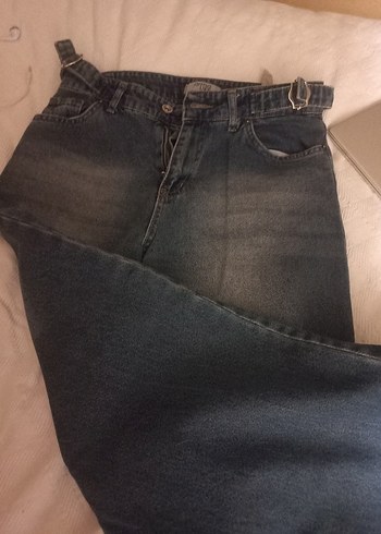 Kemerli Rahat Kesim Kot Pantolon - Görsel 4