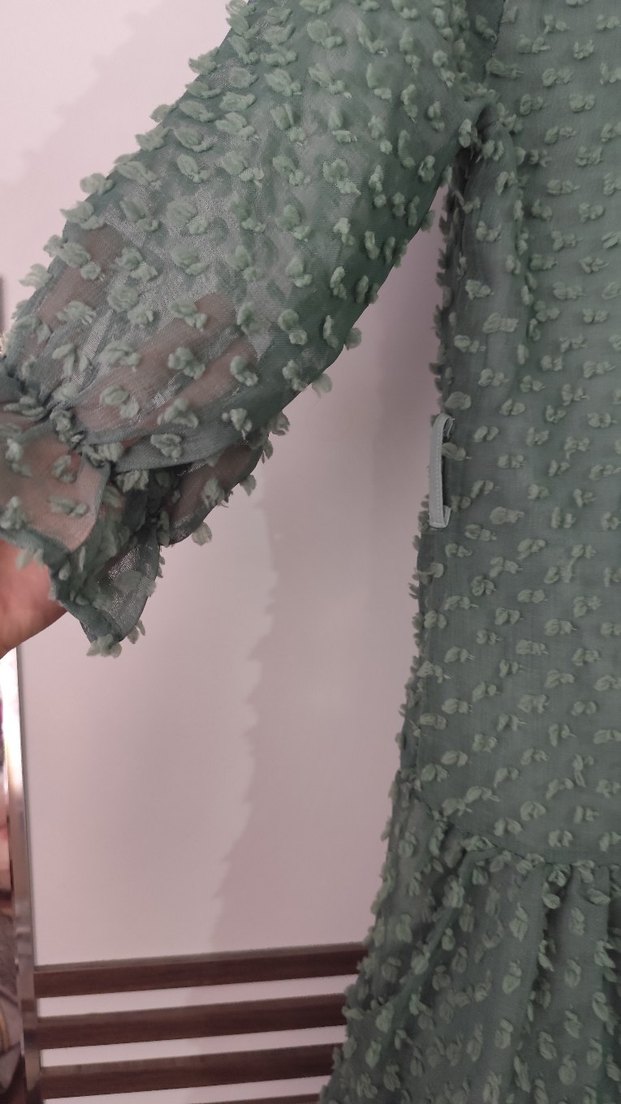 Kadın Su Yeşili Bohem Fırfırlı Elbise - Görsel 2