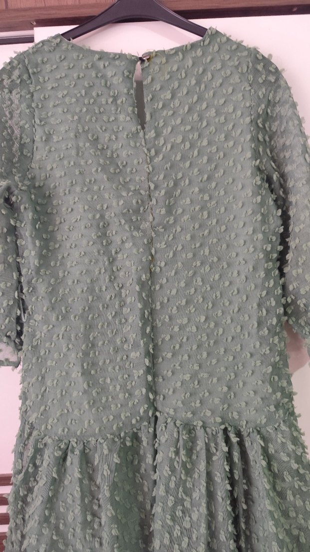 Kadın Su Yeşili Bohem Fırfırlı Elbise - Görsel 3